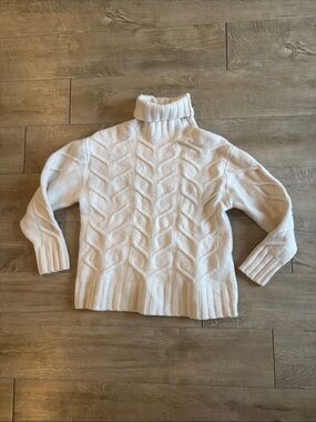 Wilfred Cream Cable Turtleneck Sweater Merino Wool Size Small